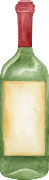 Bottle of red wine watercolor illustration.