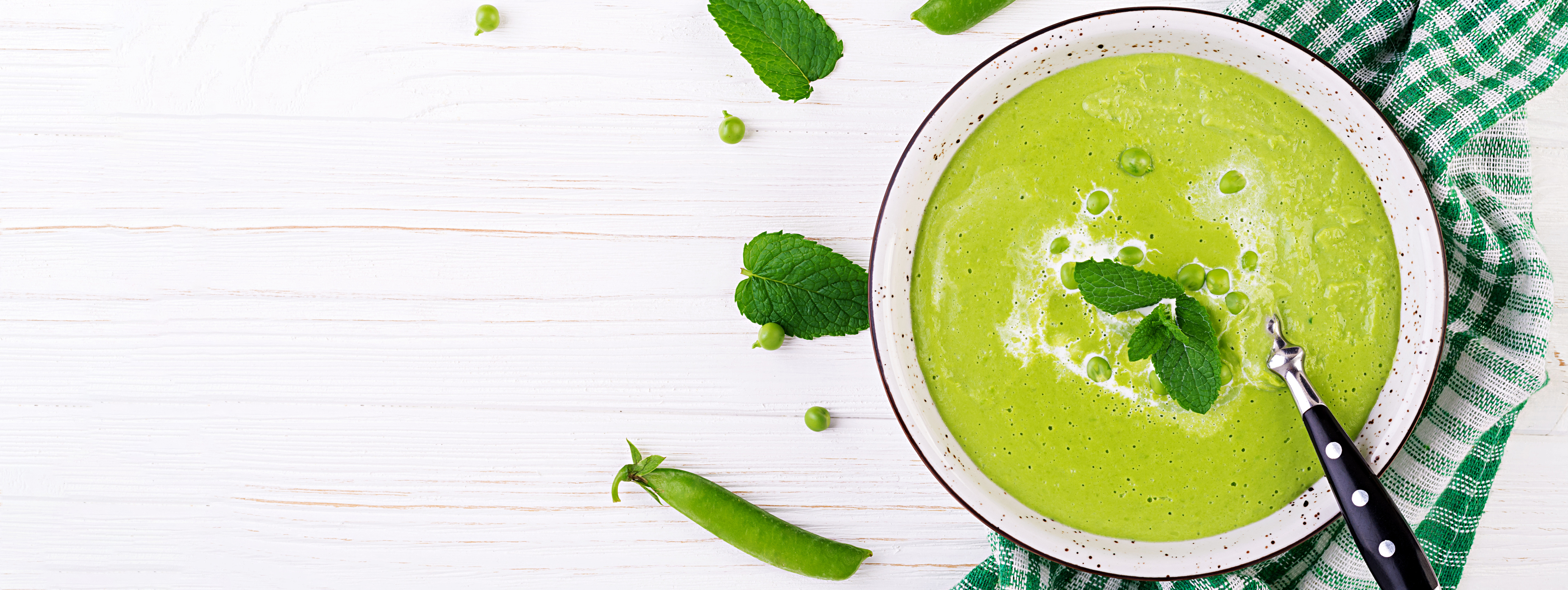 Green Pea Soup in Bowl 